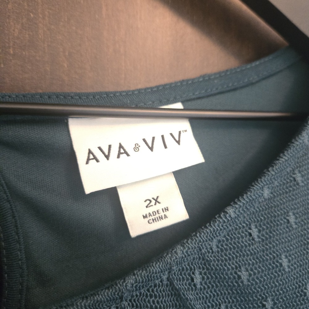 Ava & Viv Peasant Blouse Mesh Sheer Long Sleeve Jewel Green‎ Royal Whimsigoth 2X - Picture 3 of 16
